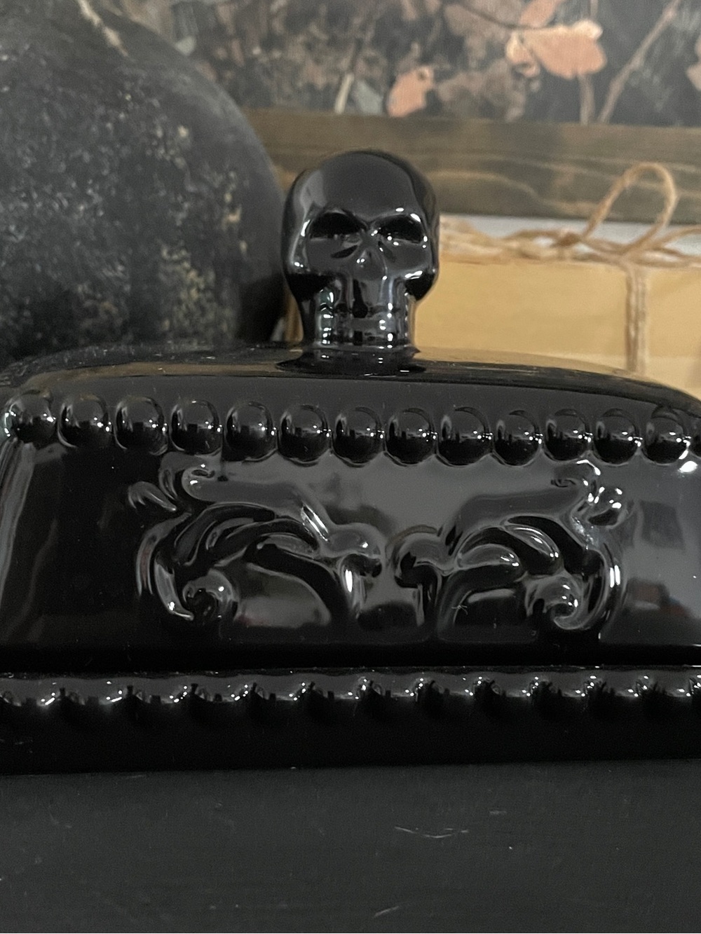 Cobwebs & Cauldrons Black Ceramic Butter Dish